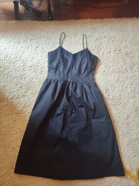 NWT Farrow Dress Navy Spaghetti Straps Full Skirt Sz S Full Skirt Poplin